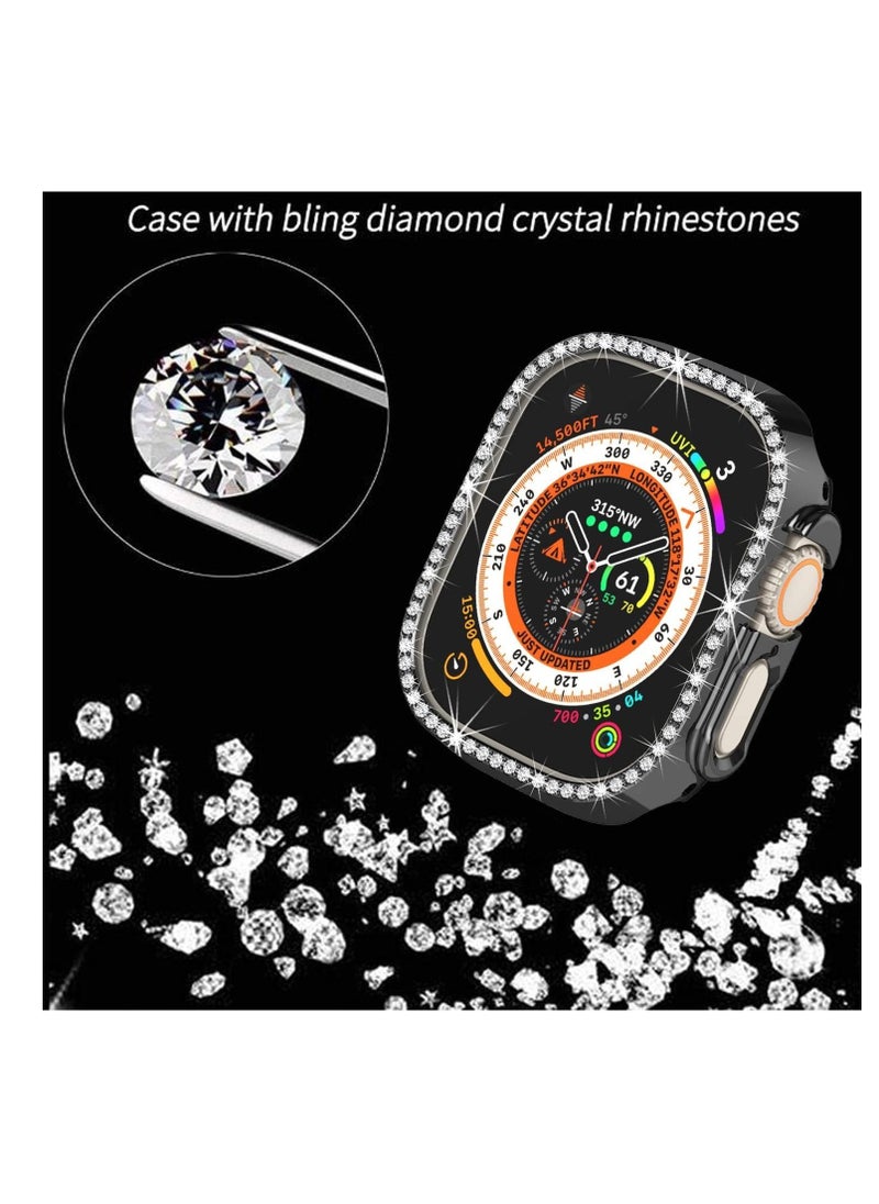 Generic - Compatible for Apple Watch 49mm Case Bumper Cover Ultra Series 8 7 6 5 4 3 2 1 SE, Bling Women Girls Dressy Diamonds Crystal Bumper Hard PC Shockproof Case for iWatch (Clear,49mm) - Image 1