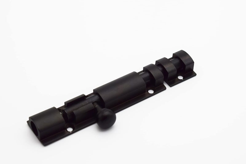 RAB Tower Bolt Stainless Steel Rod, Body Material Aluminum, Slide Bolt/Lock for Door (Code:-SWT, TB ALU, Finish- Black Matt, Size- 4") - Image 1