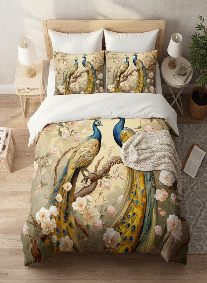 CCoutueChen Luxury Peacock Bedding Set King Size, Girls Victorian Bird Floral Quilted Comforter for Adult Women Bedroom Decor, 3 Pcs 2 Pillowcases, 104"x90" - Image 1