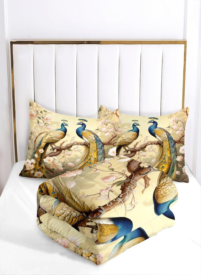 CCoutueChen Luxury Peacock Bedding Set King Size, Girls Victorian Bird Floral Quilted Comforter for Adult Women Bedroom Decor, 3 Pcs 2 Pillowcases, 104"x90" - Image 4