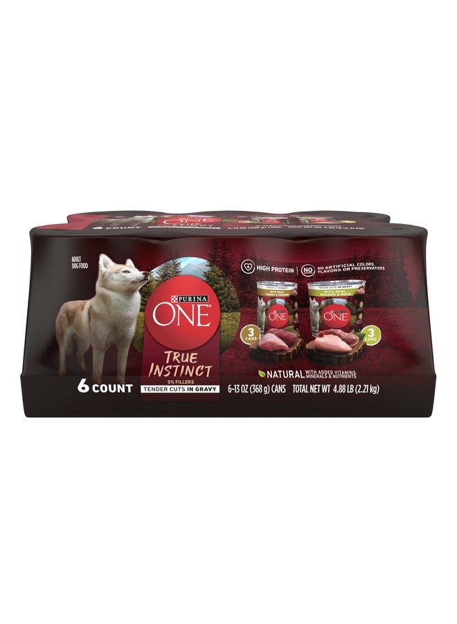 Purina ONE Purina ONE True Instinct Tender Cuts in Gravy with Real Turkey and Venison, and with Real Chicken and Duck High Protein Wet Dog Food Variety Pack - (Pack of 6) 13 Oz. Cans - Image 1