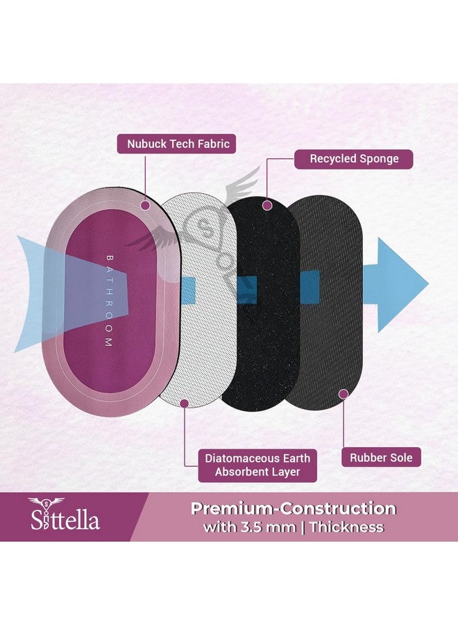 SITTELLA® 2 Pieces (3.5mm) Anti-Skid Water Soaking Oval Bathroom Print Rubber Mat, Water Absorbent Mat (40X60Cm) Pink - Image 2