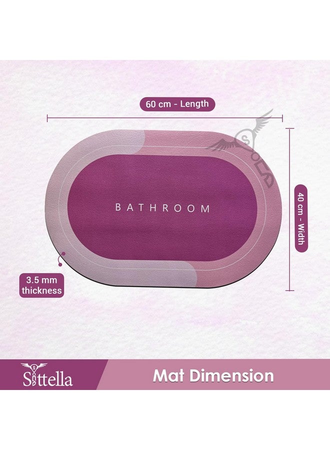 SITTELLA® 2 Pieces (3.5mm) Anti-Skid Water Soaking Oval Bathroom Print Rubber Mat, Water Absorbent Mat (40X60Cm) Pink - Image 3