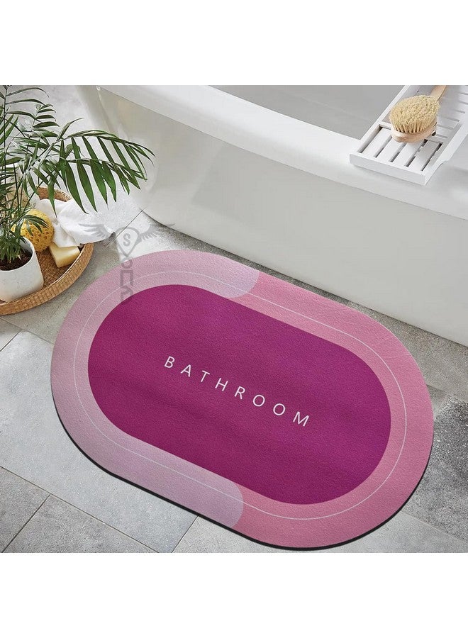 SITTELLA® 2 Pieces (3.5mm) Anti-Skid Water Soaking Oval Bathroom Print Rubber Mat, Water Absorbent Mat (40X60Cm) Pink - Image 4