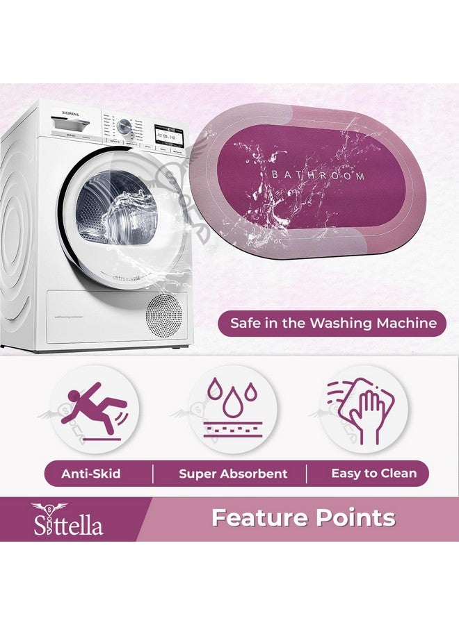 SITTELLA® 2 Pieces (3.5mm) Anti-Skid Water Soaking Oval Bathroom Print Rubber Mat, Water Absorbent Mat (40X60Cm) Pink - Image 5