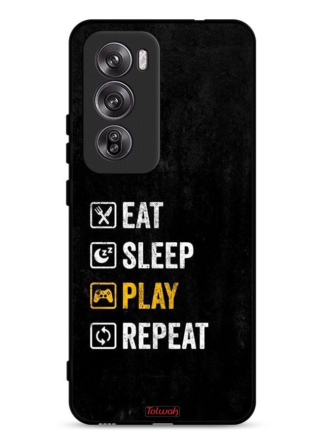 Tolwak Oppo Reno12 Pro 5G Protective Case Cover Eat Sleep Play Repeat - Image 1