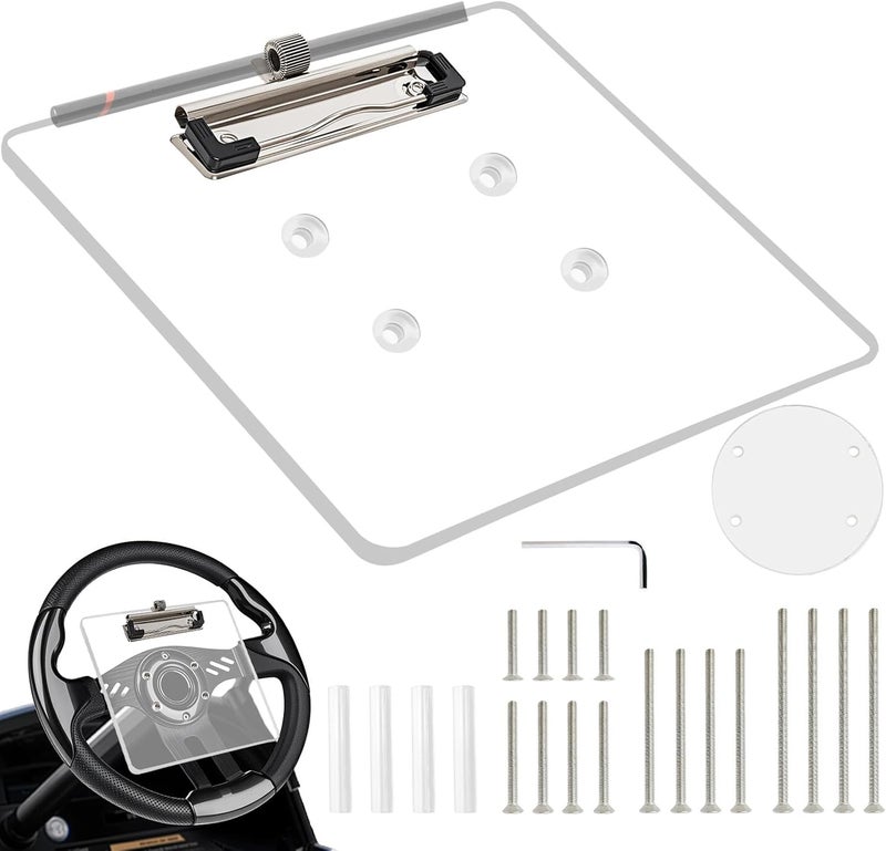 MOSNAI Golf Cart Steering Wheel Scorecard Holder with Pencil Holder & Clip for Club Car, EZGO, and Yamaha Golf Carts - Image 1