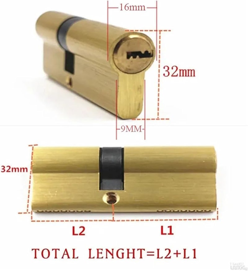 قفل أسطوانة الباب القابل للتعديل من النحاس مقاس 75 مم 32.5 زائد 42.5 مع مفاتيح ممتدة لمكافحة السرقة والأمان - Image 4