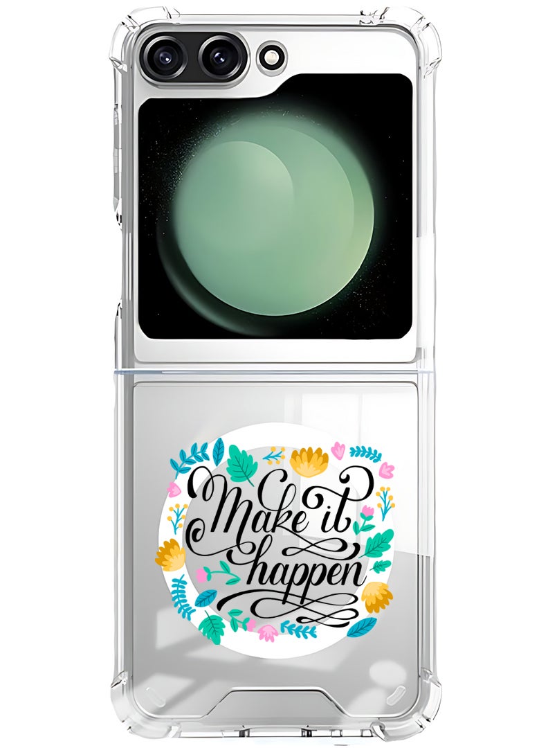 Theodor Magnetic Case for Samsung Galaxy Z Flip 5 Compatible with MagSafe Wireless Charging, Shockproof Phone Bumper Cover make it Happen - Image 1