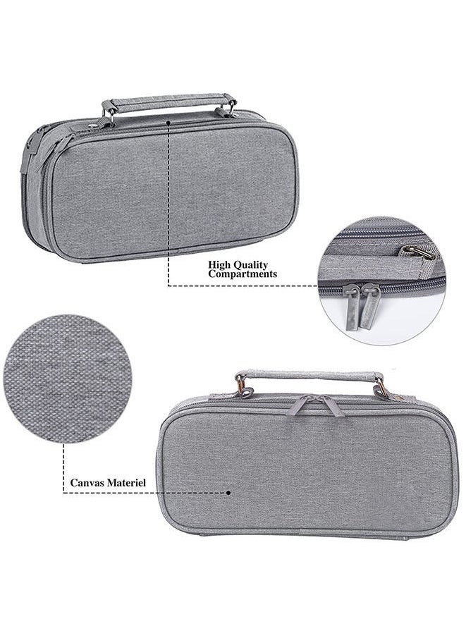 Generic - Large Capacity Pencil Case 3 Compartment  Desk Organizer Marker Pen Case (Grey) - Image 1