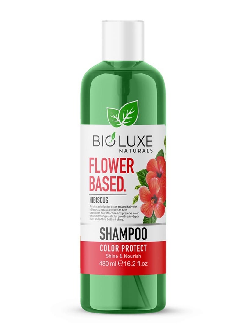 Bioluxe Naturals Flower Based Hair Shampoo 480ml, Hibiscus, Colour Protect, Hair Care