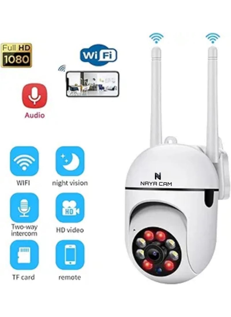 Naya Cam - Naya Cam Full HD 1080P Mini PTZ Security Camera 355 Rotating CCTV Camera with Color Night Vision Motion Detection Alerts TwoWay Audio Remote Access and V380 Pro App Live Streaming - Image 1