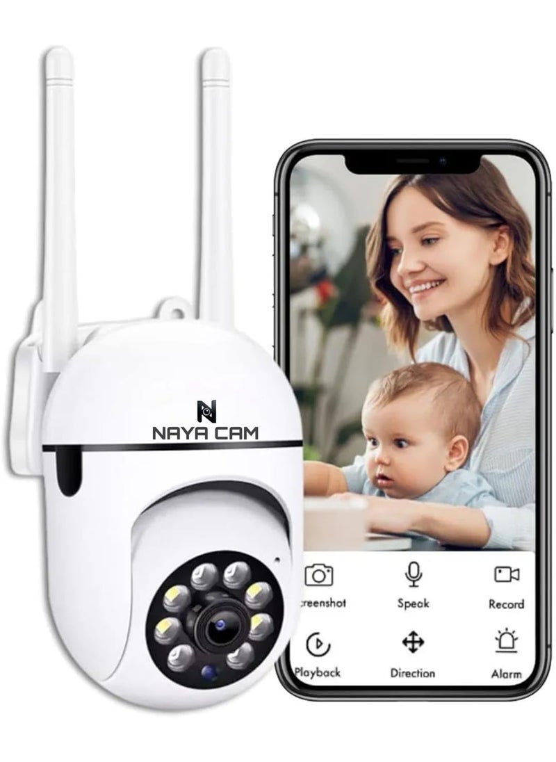 Naya Cam - Naya Cam Full HD 1080P Mini PTZ Security Camera 355 Rotating CCTV Camera with Color Night Vision Motion Detection Alerts TwoWay Audio Remote Access and V380 Pro App Live Streaming - Image 1