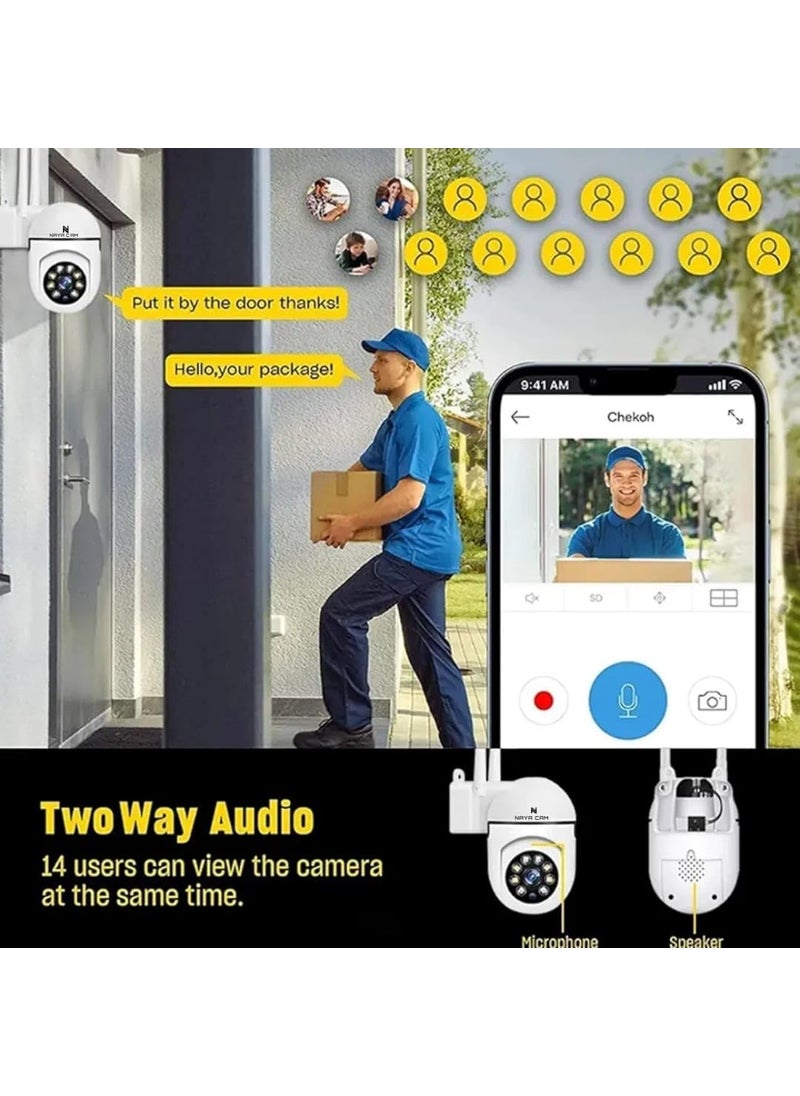 Naya Cam - Naya Cam Full HD 1080P Mini PTZ Security Camera 355 Rotating CCTV Camera with Color Night Vision Motion Detection Alerts TwoWay Audio Remote Access and V380 Pro App Live Streaming - Image 1