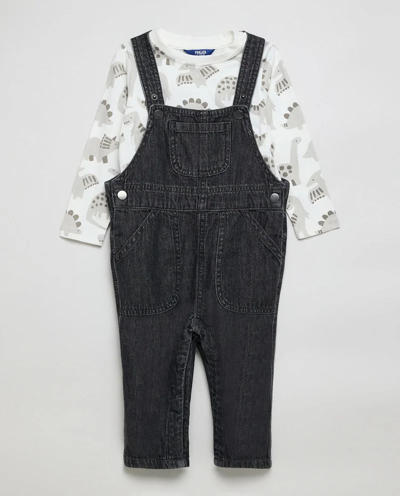 R&B Printed T-Shirt and Dungaree Set