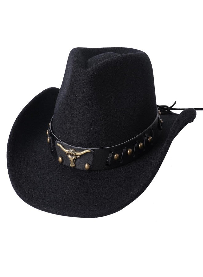 Jastore Western Cowboy Hat for Kids Boy Girl Classic Cowboy Cowgirl Dress Up Hat with Buckle Belt, Black, 3-5 Years - Image 2