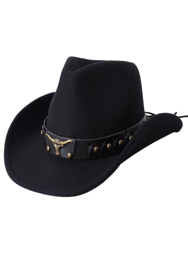 Jastore Western Cowboy Hat for Kids Boy Girl Classic Cowboy Cowgirl Dress Up Hat with Buckle Belt, Black, 3-5 Years - Image 3