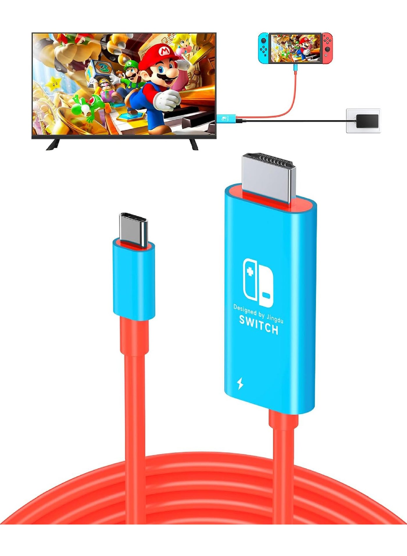 Rock Pow Portable HDMI Cable Compatible with Nintendo Switch NS/OLED USB C to HDMI Cable Replaces The Original Switch Dock for TV Screen Mirroring Convenient for Travel 4K HD 2m
