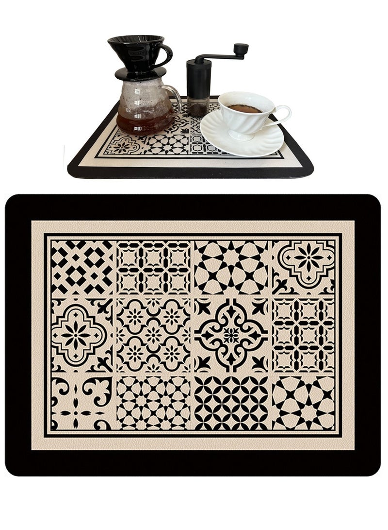 TDAO Coffee Mat Waterproof Rubber Backing Absorbent Stain Resistant Drying Mat for Coffee Bar Home Kitchen Use 11.8 x 15.75 Inches - Image 1