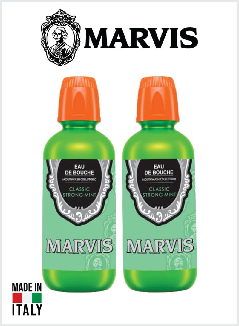 Marvis Classic Mint Mouthwash – Refreshing Classic Mint Formula for Complete Oral Hygiene 400ML Pack Of 2