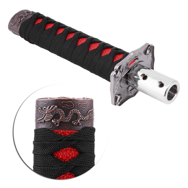 Universal Japanese Katana Car Gear Shift Lever Knob Shifter With Ergonomic Handle For Smooth Driving Red - Image 4