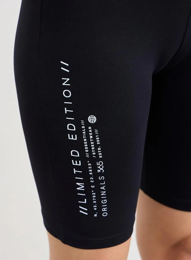 Styli Styli Side Slogan Print Cycling Shorts