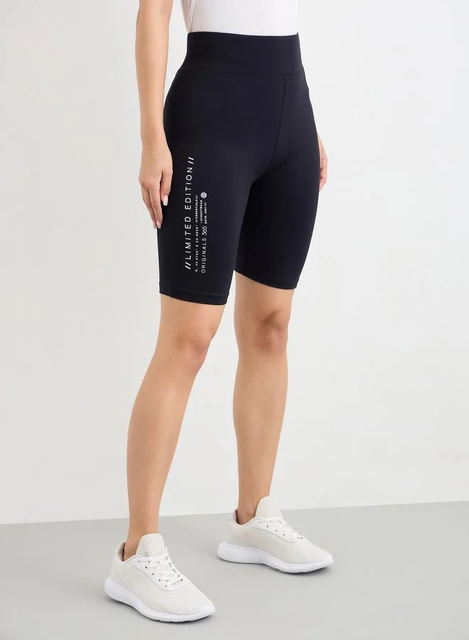 Styli Styli Side Slogan Print Cycling Shorts