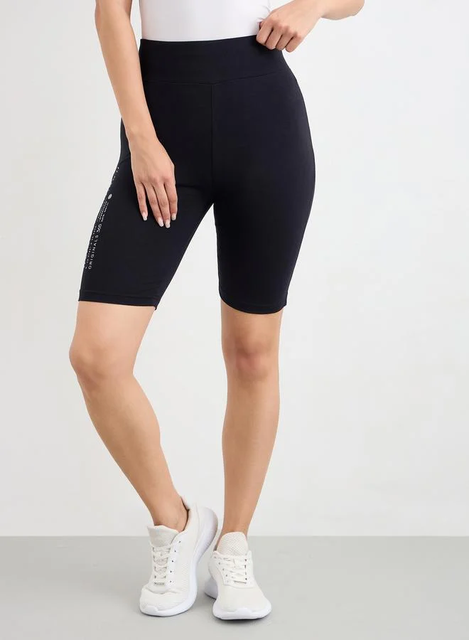 Styli Styli Side Slogan Print Cycling Shorts