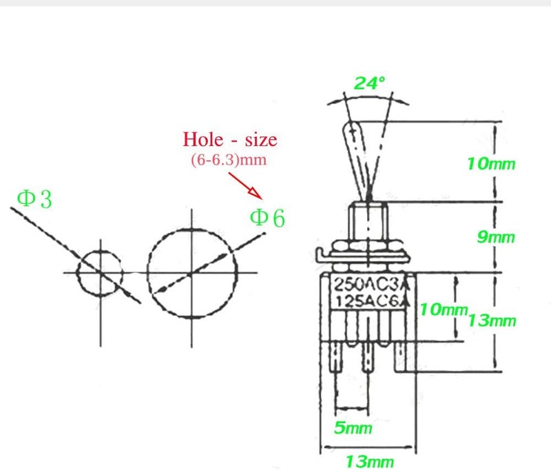 donjon VONVOFF Toggle Switch,ON/Off SPST with Pre-soldered Wires,3v/5v/12v/24v/72v/110v/220v/240v/ Mini Toggle Switches for car,Truck, Light,Test Machine,Industrial Equipment.3 Pins 2 Positions (10pcs+Wire) - Image 4