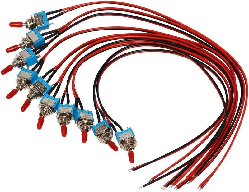 donjon VONVOFF Toggle Switch,ON/Off SPST with Pre-soldered Wires,3v/5v/12v/24v/72v/110v/220v/240v/ Mini Toggle Switches for car,Truck, Light,Test Machine,Industrial Equipment.3 Pins 2 Positions (10pcs+Wire) - Image 1
