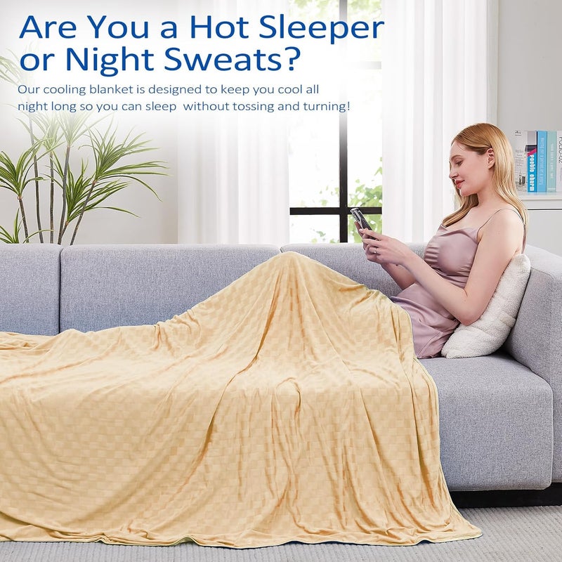 Topcee Cooling Blanket, Summer Cooling Blankets for Hot Sleepers, Arc-Chill Q-Max>0.5 Cool Fiber, Oeko-TEX 100% Certified, Soft, Breathable, Double-Side Bed Throw,Keep Cool for Adults Kids 60"x90" - Image 4