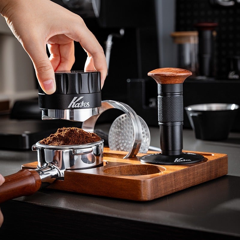 Small Square Walnut Tamper Station