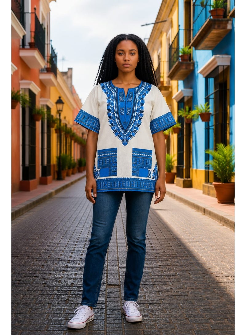 Women's Printed Short-Sleeve Casual Tunic Blouse - Image 1
