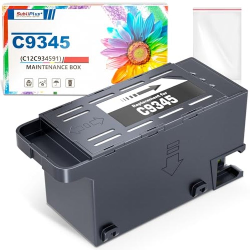 استبدال صندوق صيانة الحبر لطابعات إبسون: C9345 C12C934591، متوافق مع ET-8550 WF-7310 WF-7830 WF-7840 ET-8500 ET-18100 ET-16600 ET-5850 ET-5800 ET-5880 ET-16680، بلاستيك، أسود، توافق عالي - Image 1