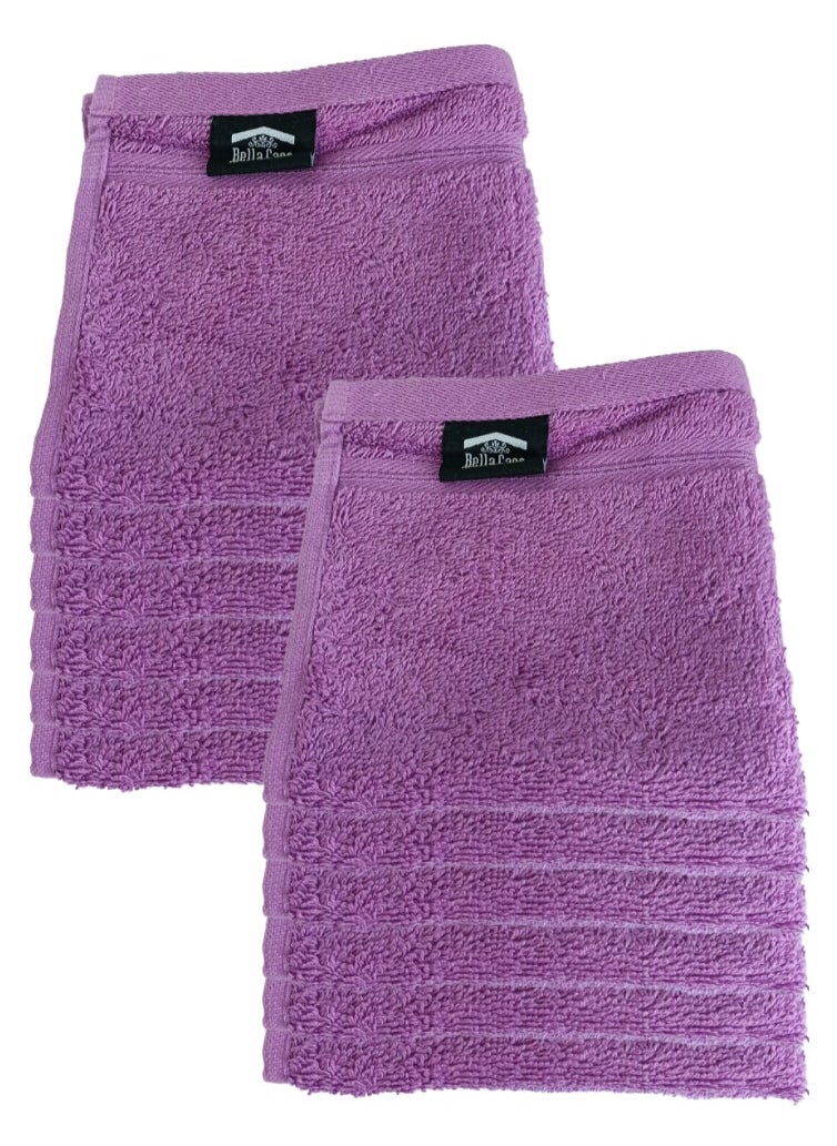 Pearl Coast 12 Pieces Luxury Face Towel Set 30x30cm 630 GSM Premium Cotton Ultra Soft and Highly Absorbent Expertly Woven for Durability Hotel And Spa Quality Towels Purple  - Image 1