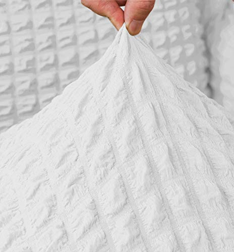 XMNTG Dining Room Chair Slipcovers 1-Piece Stretch White Dining Chair Covers Dorm Chair Cover Non Slip Washable Furniture Protector with Skirt Country Style for Hotel Ceremony Party (White) - Image 4