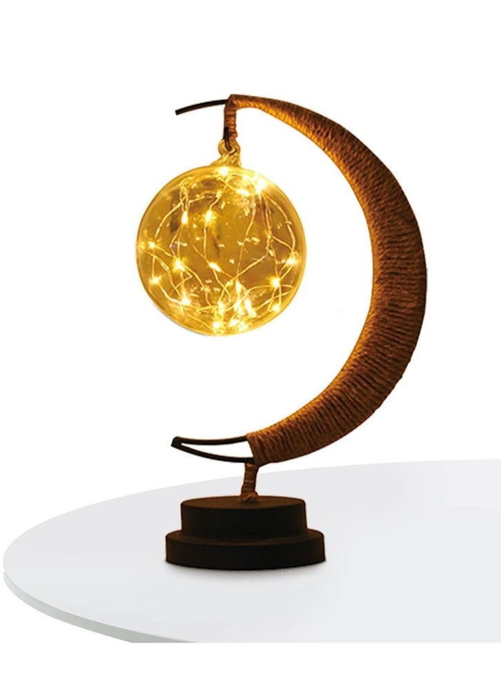 Bdot Hanging Moon Lamp,LED Night Light Decorative | Wrought Iron Night Light Lamp, Hanging Moon Lamp Magic Crescent Night Light, Remembrance Gift, Home Decor - Image 1