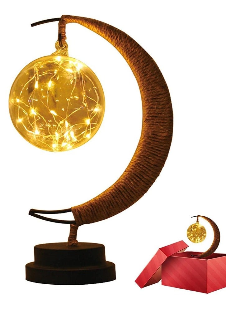Bdot Hanging Moon Lamp,LED Night Light Decorative | Wrought Iron Night Light Lamp, Hanging Moon Lamp Magic Crescent Night Light, Remembrance Gift, Home Decor - Image 5