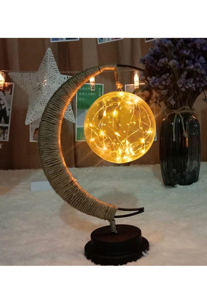 Bdot Hanging Moon Lamp,LED Night Light Decorative | Wrought Iron Night Light Lamp, Hanging Moon Lamp Magic Crescent Night Light, Remembrance Gift, Home Decor - Image 3