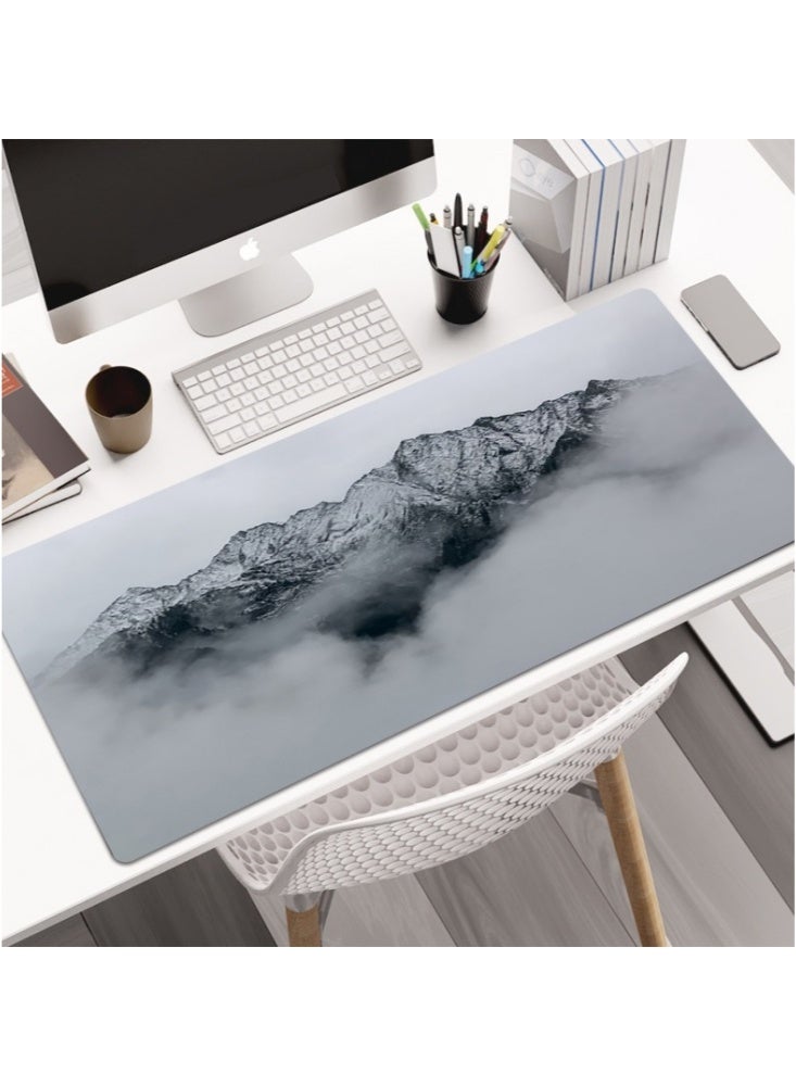 700×300×3mm Stylish Color LandscapeLarge Gaming Mouse Pad Stitched Edges Extended Mousepad Smooth Cloth Surface Non-Slip Rubber Base Waterproof Extended Comfortable Mouse Mat Desk Pad Spill-Resistant Desk Pad for Keyboard and Mouse Grey(Mountain Peak) - Image 2