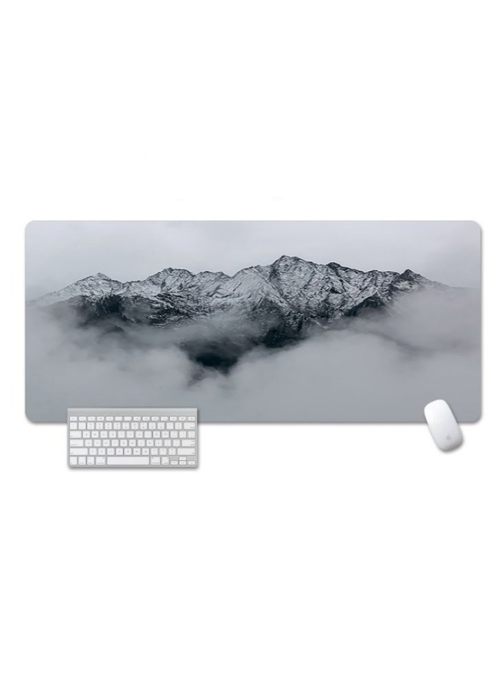 700×300×3mm Stylish Color LandscapeLarge Gaming Mouse Pad Stitched Edges Extended Mousepad Smooth Cloth Surface Non-Slip Rubber Base Waterproof Extended Comfortable Mouse Mat Desk Pad Spill-Resistant Desk Pad for Keyboard and Mouse Grey(Mountain Peak) - Image 1
