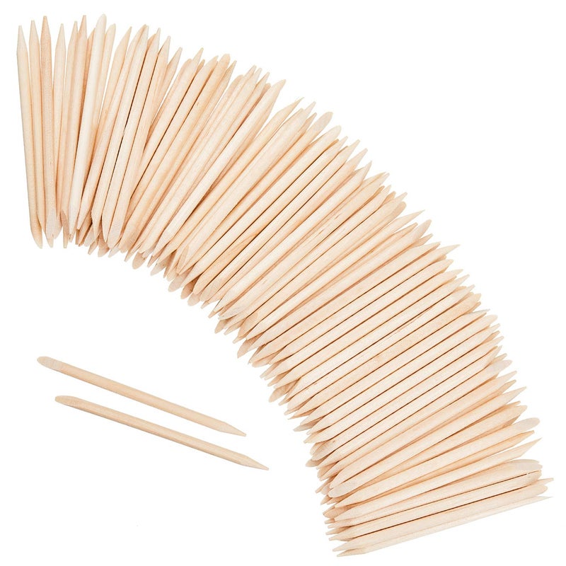 Maitys 500 Pcs Orange Wood Sticks for Nails 453 Inch Double Sided Wooden Cuticle Pusher Sticks Disposable Orangewood Nail Stick Manicure Pedicure Tool Wax Stick for Waxing for Home and Salon