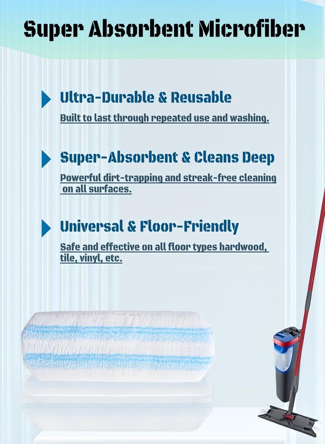 Avaenzo 5 Pack H2prO Mop Pads Compatible with O Ceda H2PrO Flat Mop System, 100% Microfiber Mop Head Replacements, Washable and Reusable for H2prO Mop Refills, White - Image 4