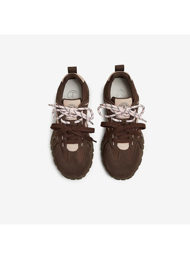 Tata Cocoa Bean Retro Sneakers Women's Casual Shoes Training Shoes, Dark Brown/pink Cm5, Size 38 - Image 2