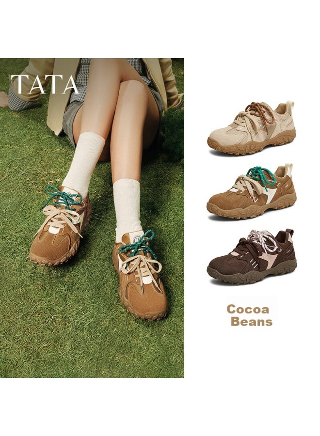 Tata Cocoa Bean Retro Sneakers Women's Casual Shoes Training Shoes, Dark Brown/pink Cm5, Size 38 - Image 1
