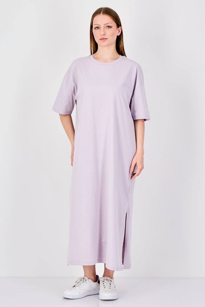 Fudo Comforts By Fudo Women Solid Midi Dress, Lavender - Image 1
