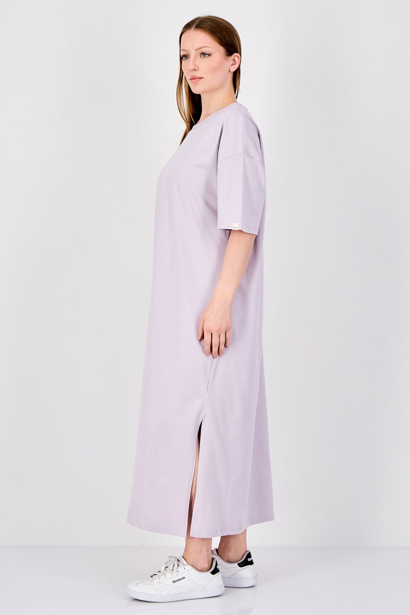 Fudo Comforts By Fudo Women Solid Midi Dress, Lavender - Image 4