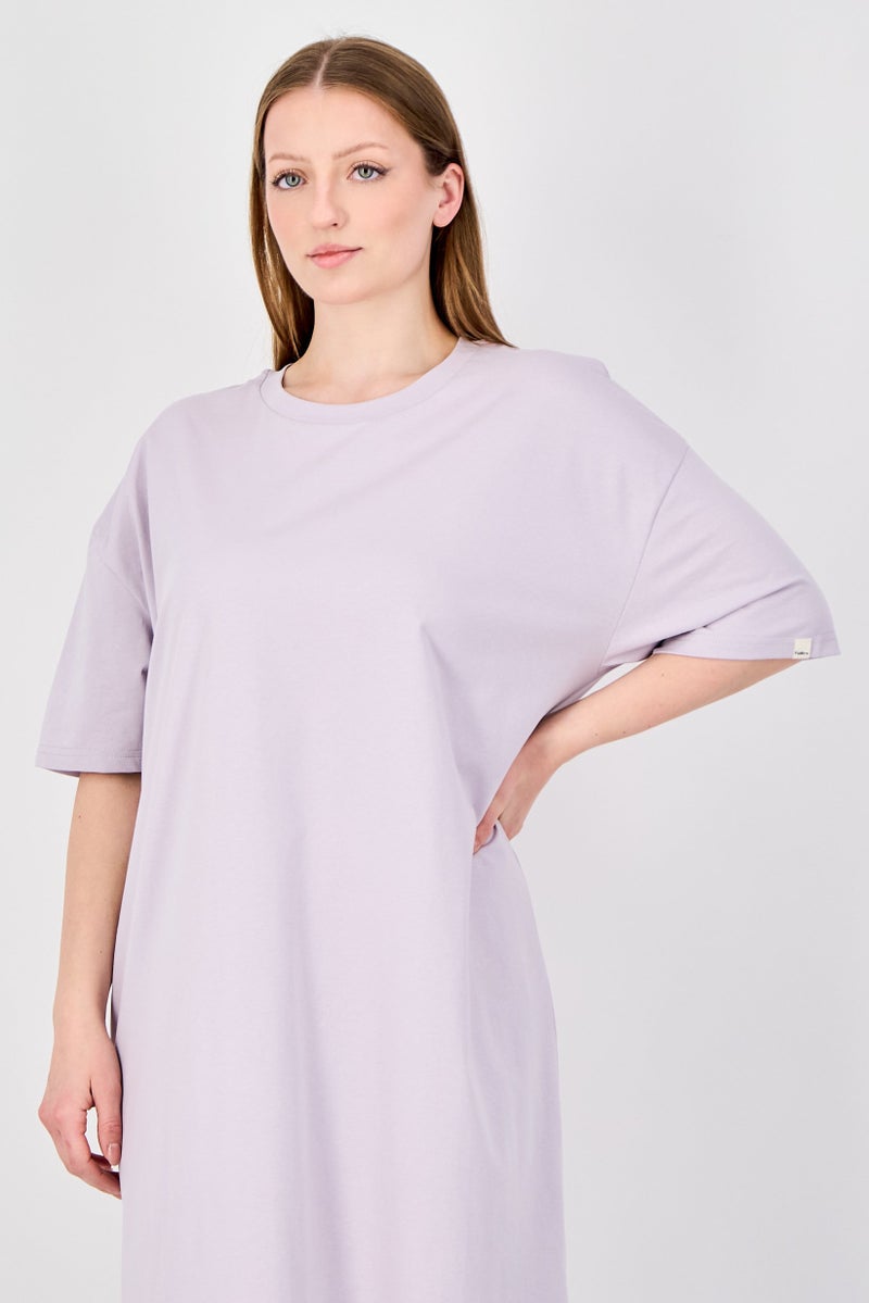 Fudo Comforts By Fudo Women Solid Midi Dress, Lavender - Image 2