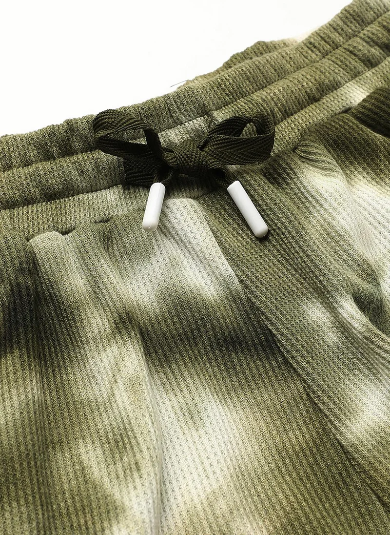 PINACOLADA Women's Olive Green & Ivory White Waffle Co-Ord Set