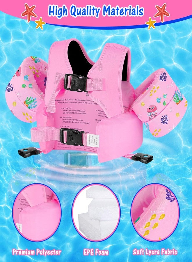 MoKo Toddler Swim Vest for Kids, Swim Arm Floaties 15-30 lbs Cartoon Swimming Water Wings with Crotch Strap, Pool Float Vests Sleeves Shoulder Straps Arm Band for Children, Pink Mermaid - Image 5